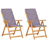 Chaises inclinables de jardin lot de 2 Bois solide d'acacia