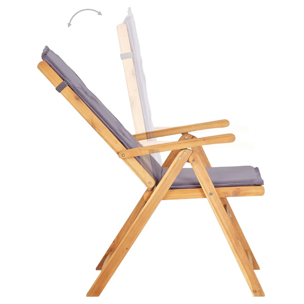 Chaises inclinables de jardin lot de 2 Bois solide d'acacia