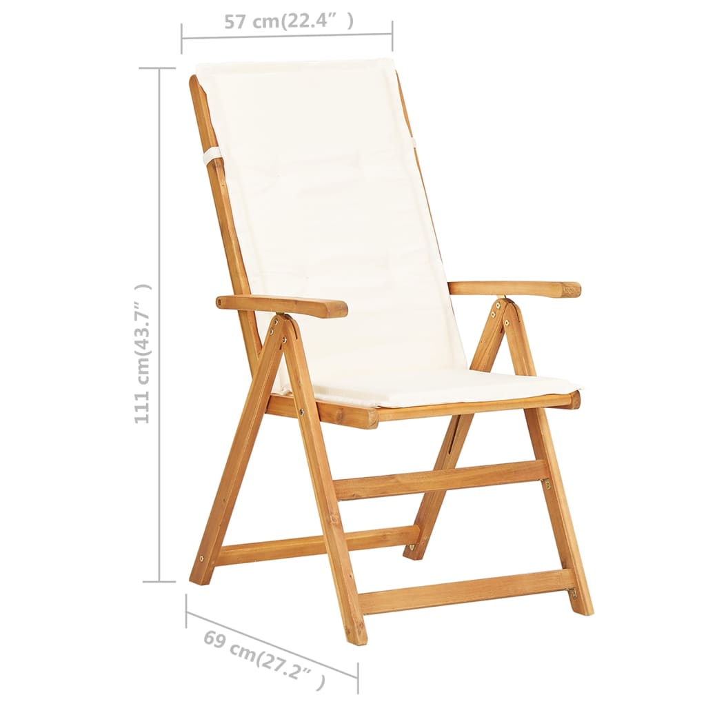 Chaises inclinables de jardin lot de 2 Bois solide d'acacia