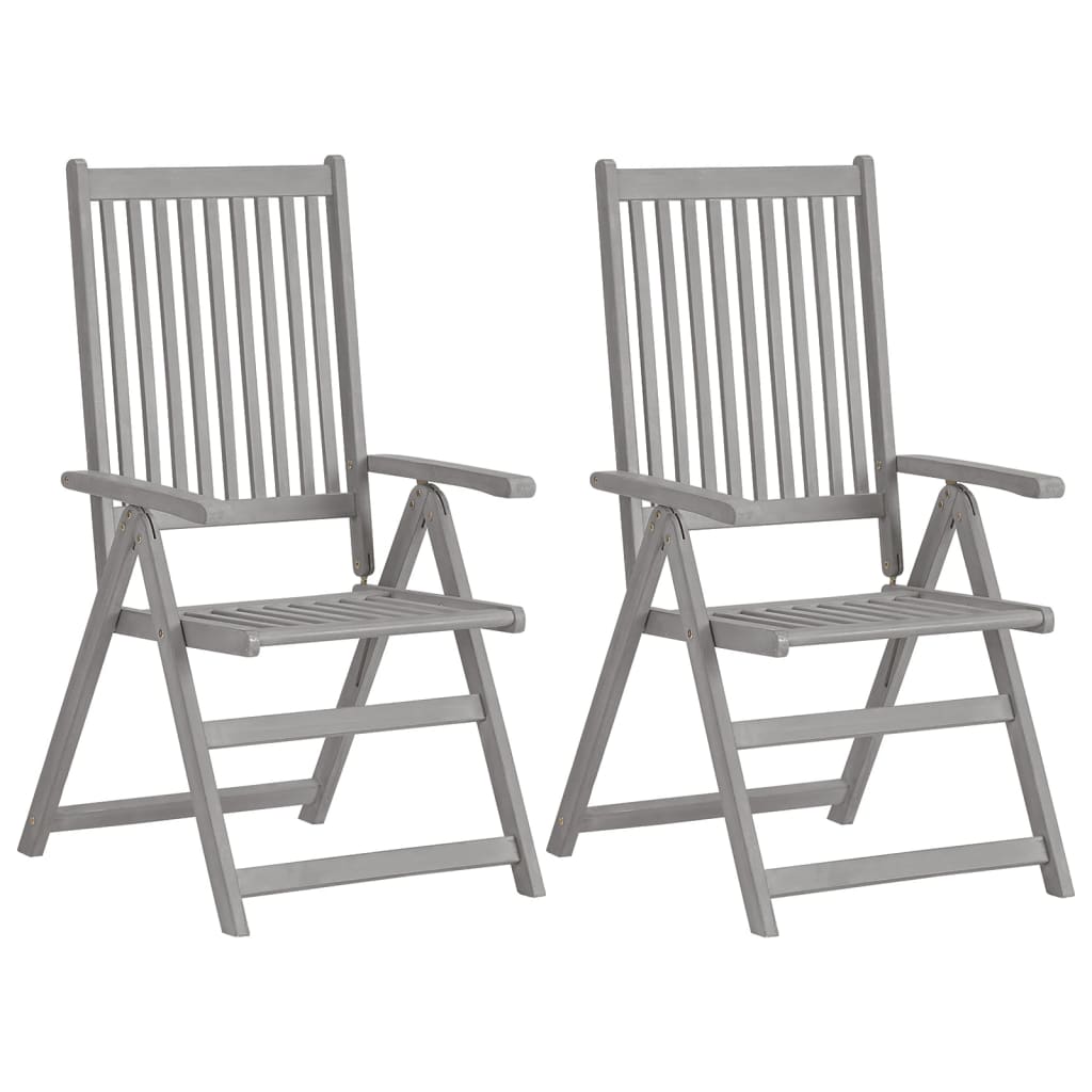 Chaises inclinables de jardin lot de 2 Gris Bois solide acacia