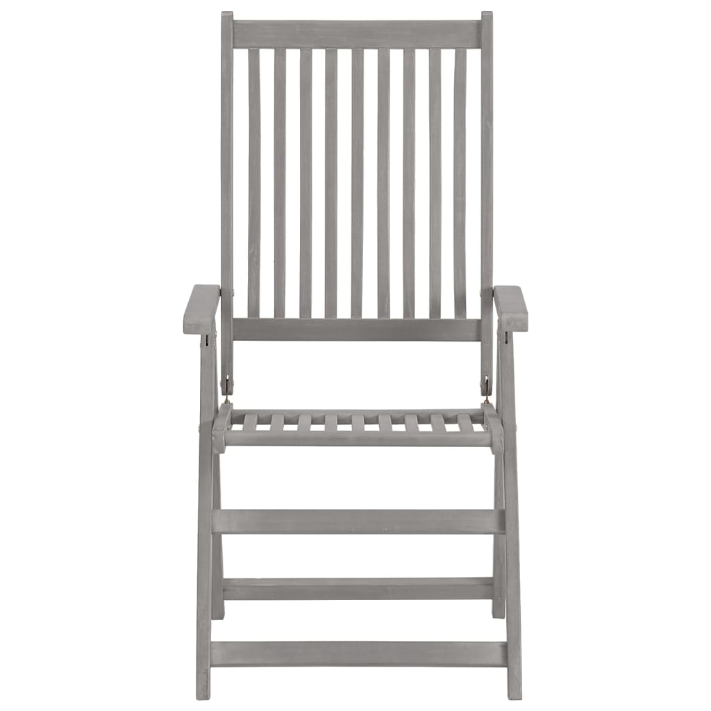 Chaises inclinables de jardin lot de 2 Gris Bois solide acacia