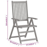 Chaises inclinables de jardin lot de 2 Gris Bois solide acacia