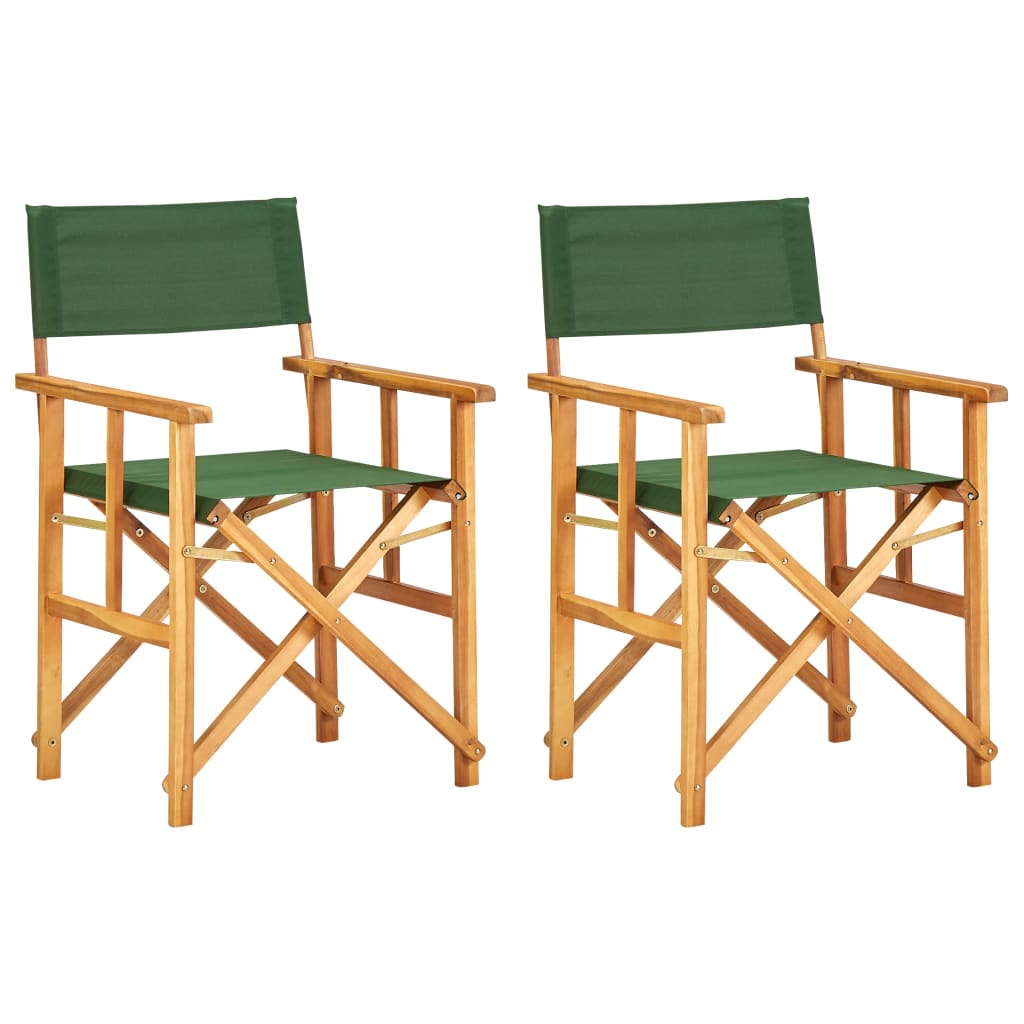 Chaises de metteur en scène lot de 2 bois massif d'acacia vert