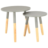 Tables d'appoint 2 pcs Gris Pin massif