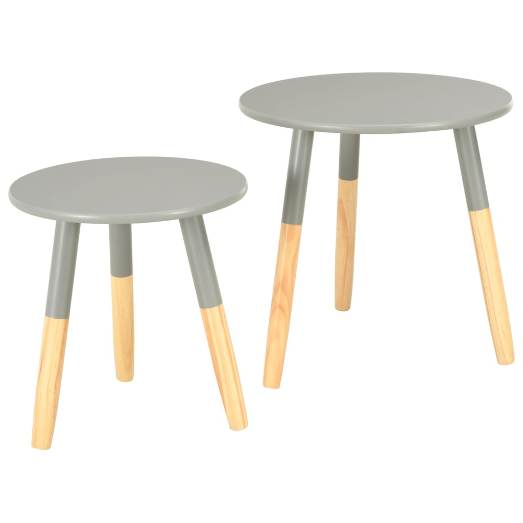 Tables d'appoint 2 pcs Gris Pin massif