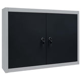 Industrial Style Wall Mounted Tool Cabinet Metal Grey and Black