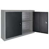 Industrial Style Wall Mounted Tool Cabinet Metal Grey and Black