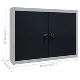 Industrial Style Wall Mounted Tool Cabinet Metal Grey and Black