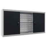 Industrial Style Wall Mounted Tool Cabinet Metal Grey and Black