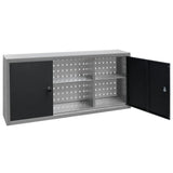 Industrial Style Wall Mounted Tool Cabinet Metal Grey and Black