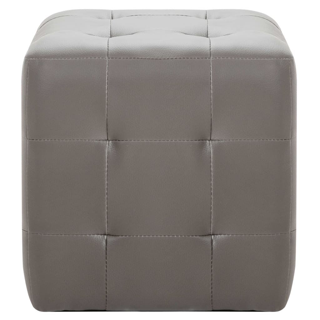 2 pcs Poufs Gris 30 x 30 x 30 cm Similicuir