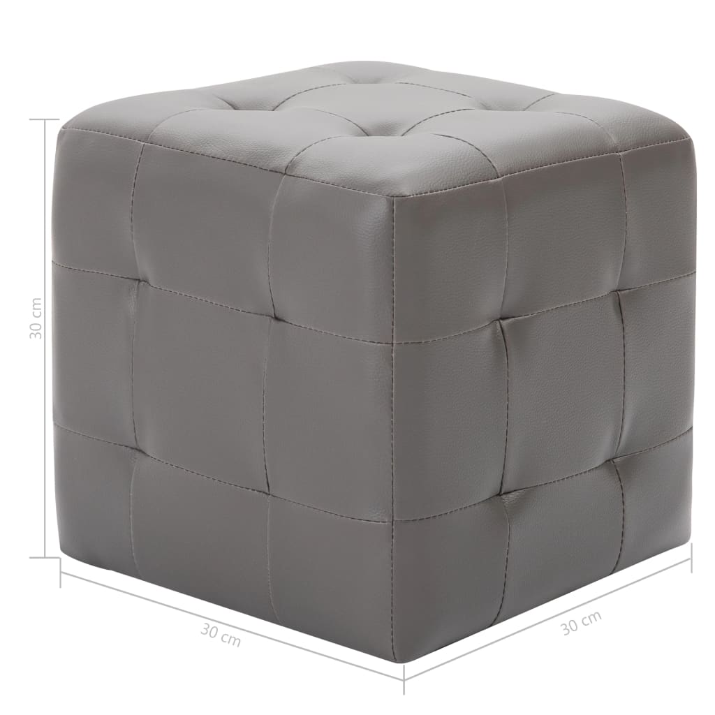 2 pcs Poufs Gris 30 x 30 x 30 cm Similicuir