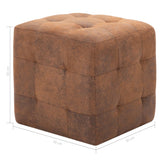 2 pcs Poufs Marron 30 x 30 x 30 cm Similicuir daim