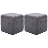 2 pcs Poufs Gris 30 x 30 x 30 cm Similicuir daim