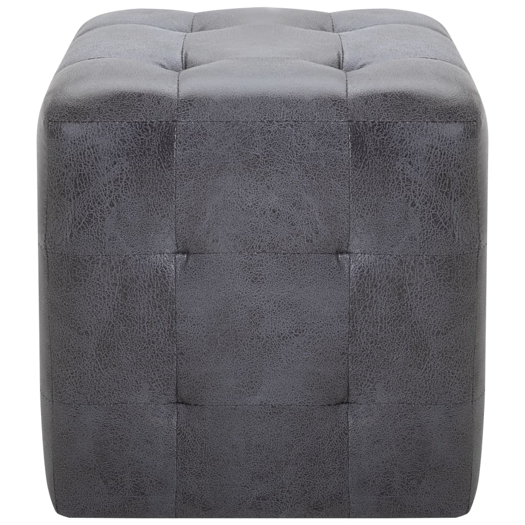 2 pcs Poufs Gris 30 x 30 x 30 cm Similicuir daim