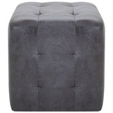 2 pcs Poufs Gris 30 x 30 x 30 cm Similicuir daim