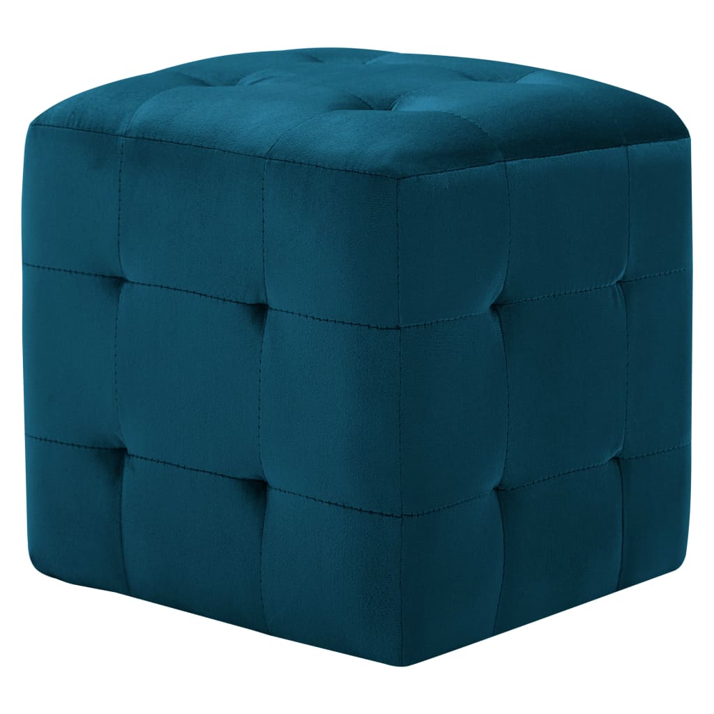 2 pcs Poufs Bleu 30 x 30 x 30 cm Tissu velours