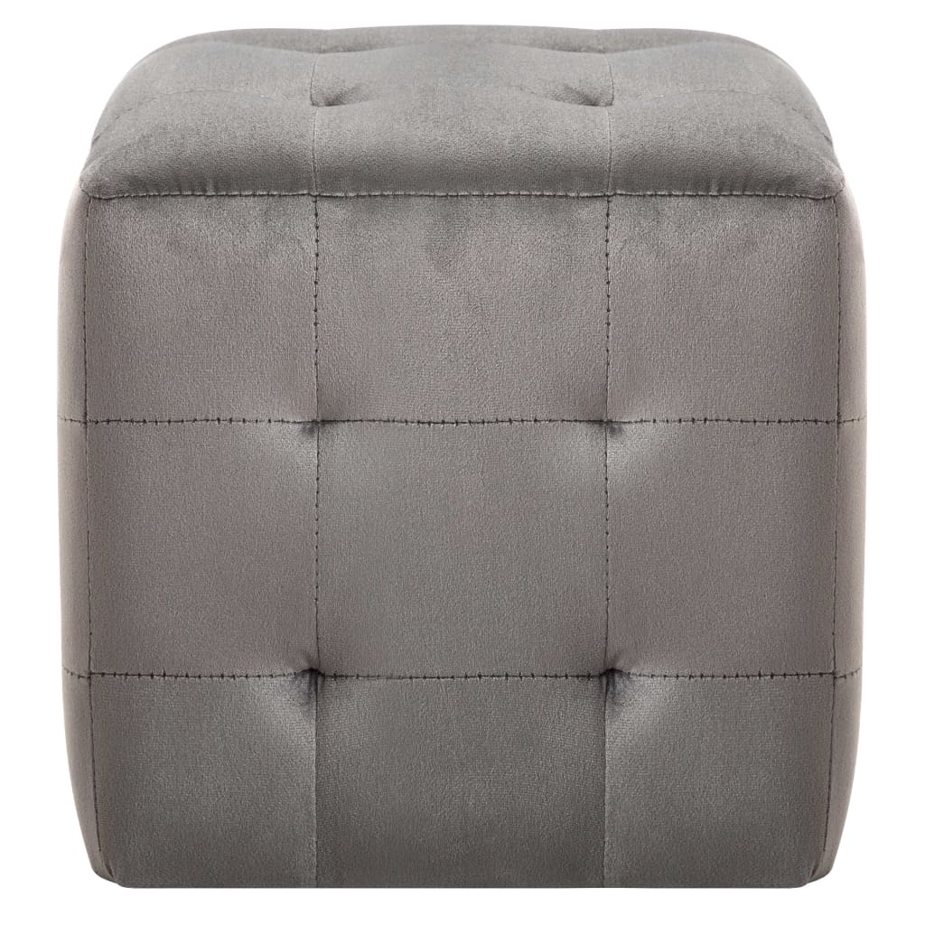 2 pcs Poufs Gris 30 x 30 x 30 cm Tissu velours