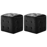 2 pcs Poufs Noir 30 x 30 x 30 cm Tissu velours