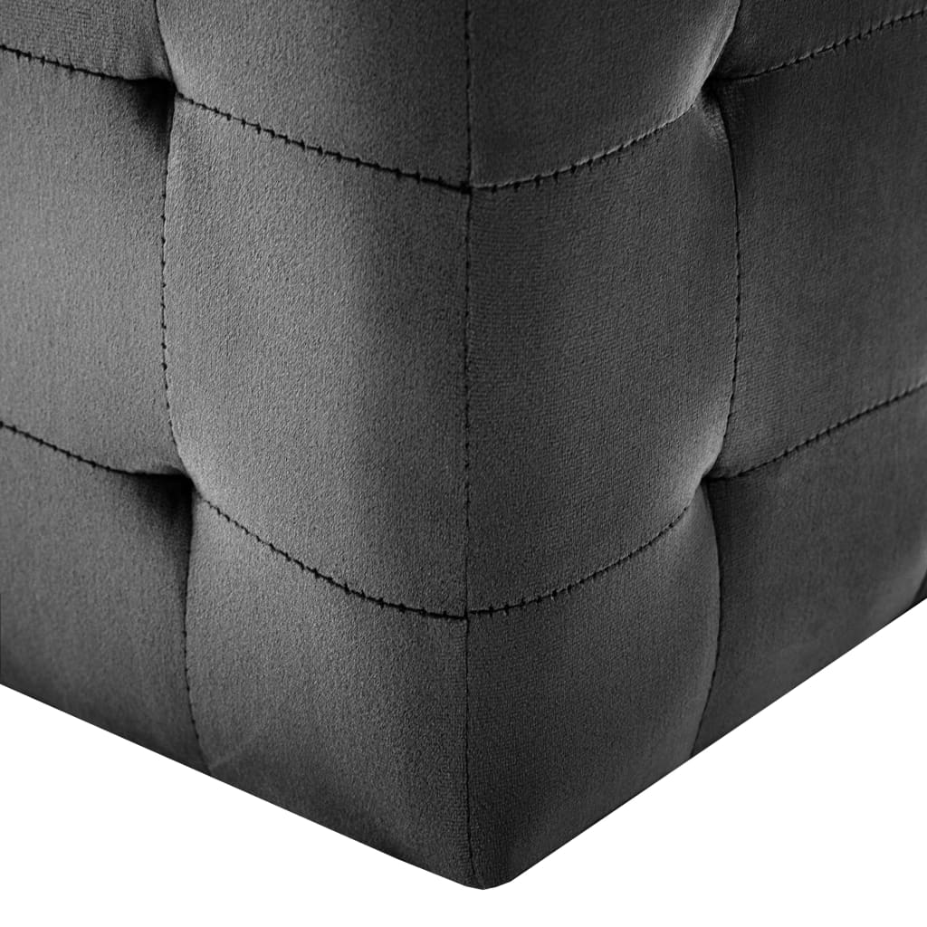 2 pcs Poufs Noir 30 x 30 x 30 cm Tissu velours