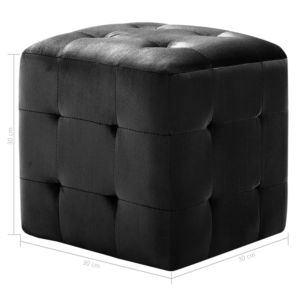 2 Stück Poufs Schwarz 30 x 30 x 30 cm Samtstoff