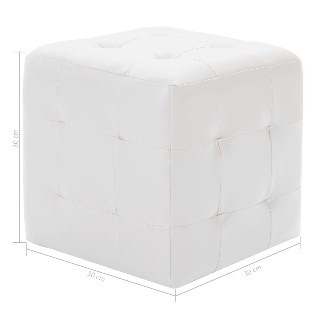 Poufs 2 pcs Blanc 30 x 30 x 30 cm Similicuir