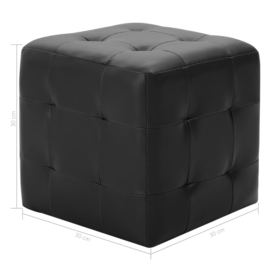 Poufs 2 Stück Schwarz 30 x 30 x 30 cm Kunstleder