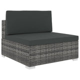 Siège central sectionnel 1 pc et coussins Résine tressée Gris