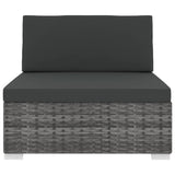 Siège central sectionnel 1 pc et coussins Résine tressée Gris