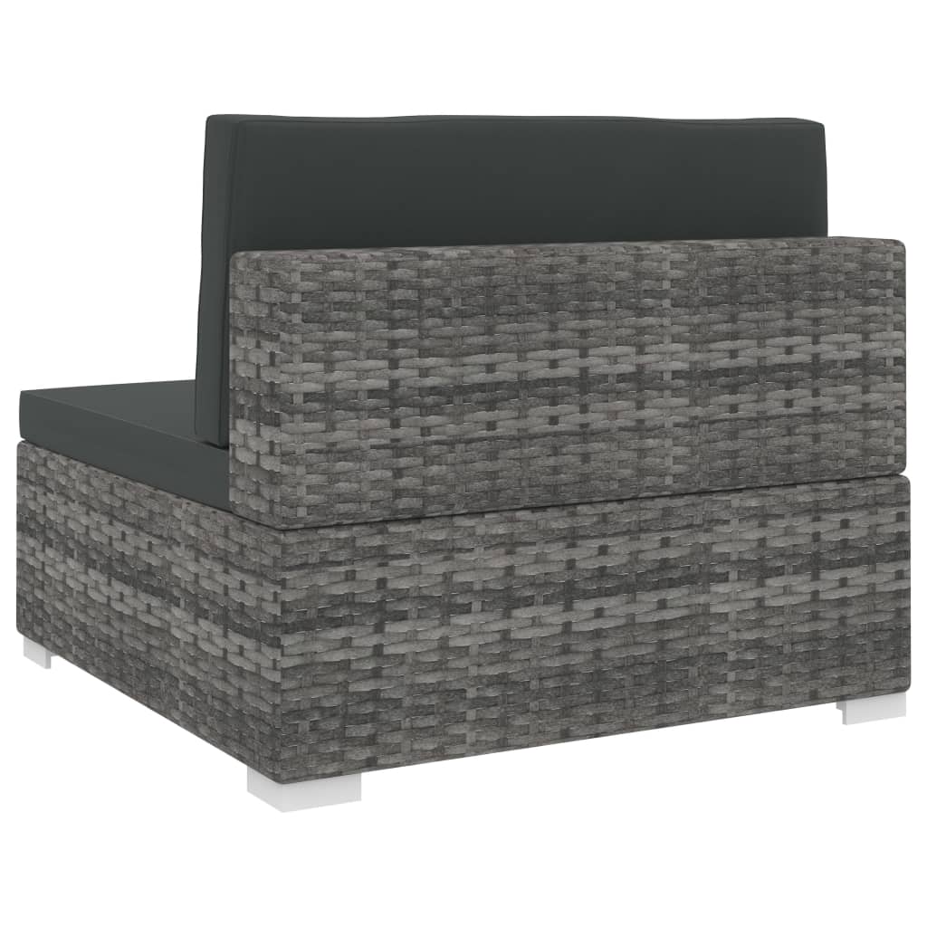 Siège central sectionnel 1 pc et coussins Résine tressée Gris