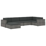 Siège central sectionnel 1 pc et coussins Résine tressée Gris