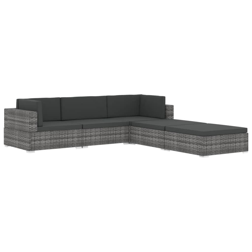 Repose-pied sectionnel 1 pc avec coussin Résine tressée Noir