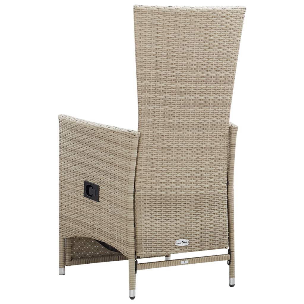 Chaises inclinables lot de 2 et coussins Résine tressée Beige