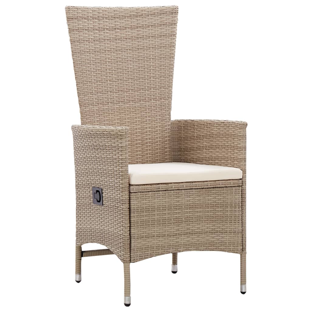 Chaises d'extérieur lot de 2 avec coussins Résine tressée Beige