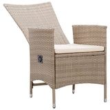 Chaises d'extérieur lot de 2 avec coussins Résine tressée Beige