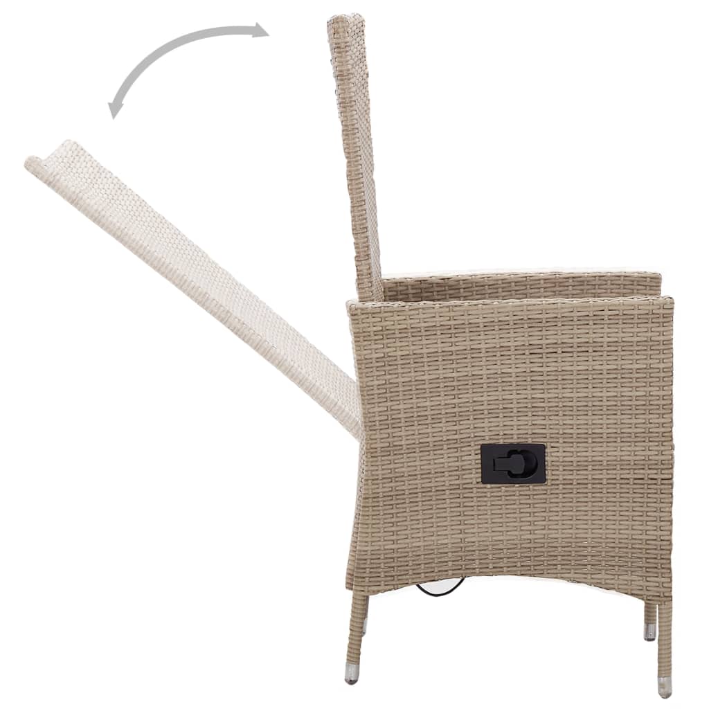 Chaises d'extérieur lot de 2 avec coussins Résine tressée Beige