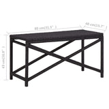 Banc de jardin 80 cm Résine tressée Noir