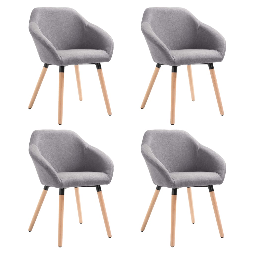 Chaises à manger lot de 4 gris clair tissu