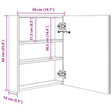 Armoire de salle de bain à miroir LED 50x13,5x60 cm