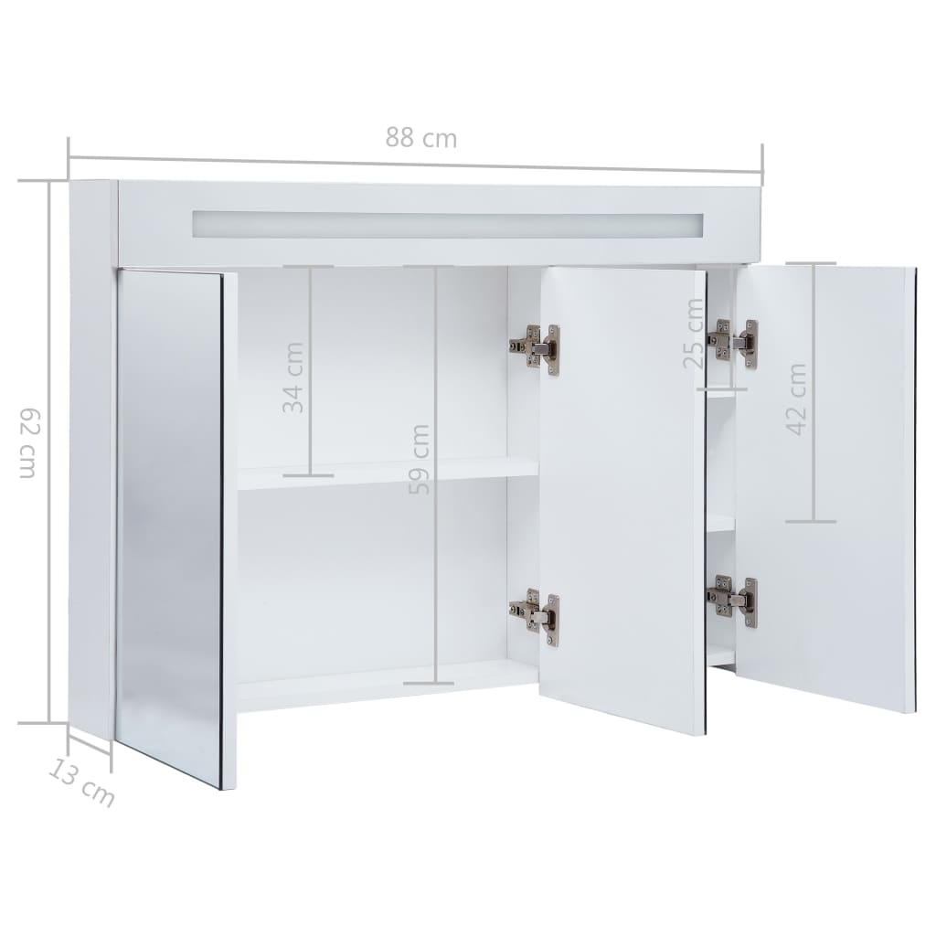 Armoire de salle de bain à miroir LED 88x13x62 cm