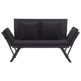 Banc de jardin avec coussins 176 cm Noir Résine tressée