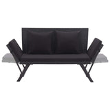 Banc de jardin avec coussins 176 cm Noir Résine tressée