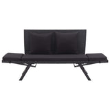 Banc de jardin avec coussins 176 cm Noir Résine tressée