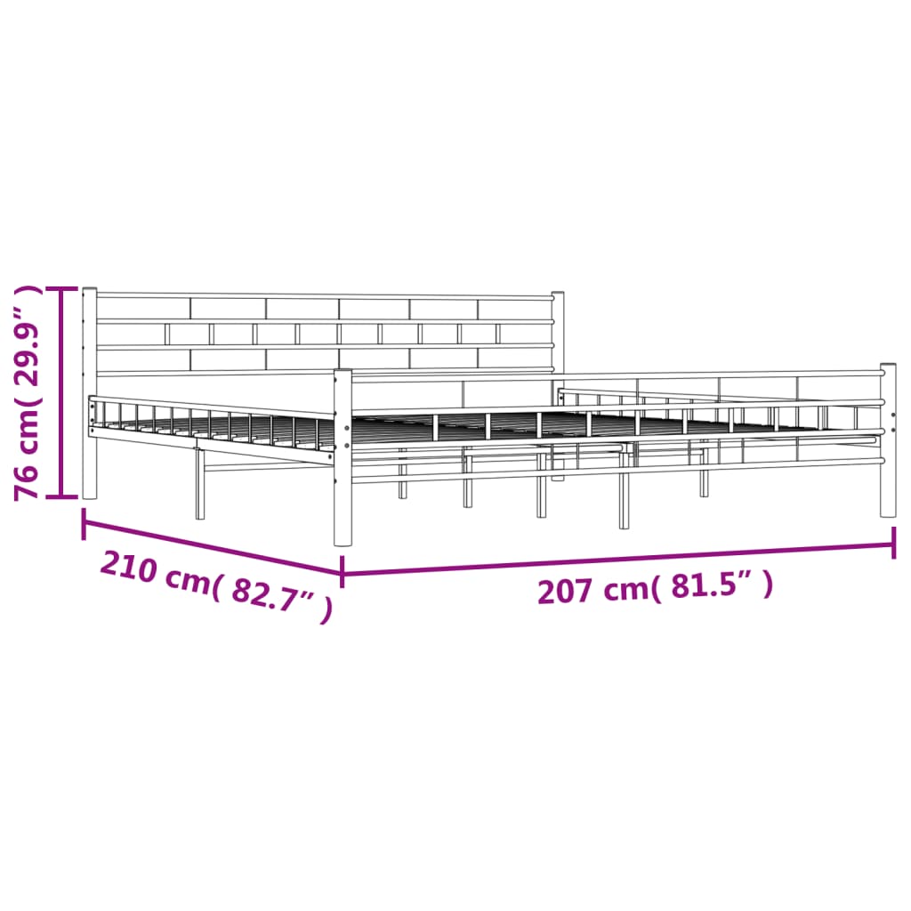 Cadre de lit sans matelas blanc métal 200x200 cm