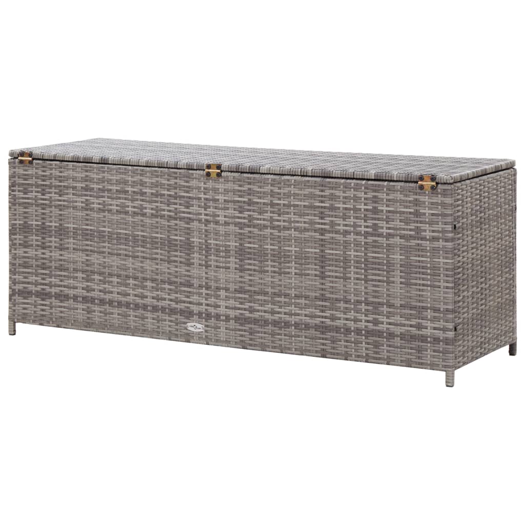 Boîte de rangement de jardin gris 120x50x60 cm résine tressée