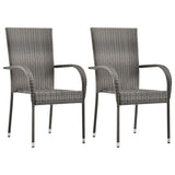 Chaises empilables d'extérieur lot de 2 Gris Résine tressée