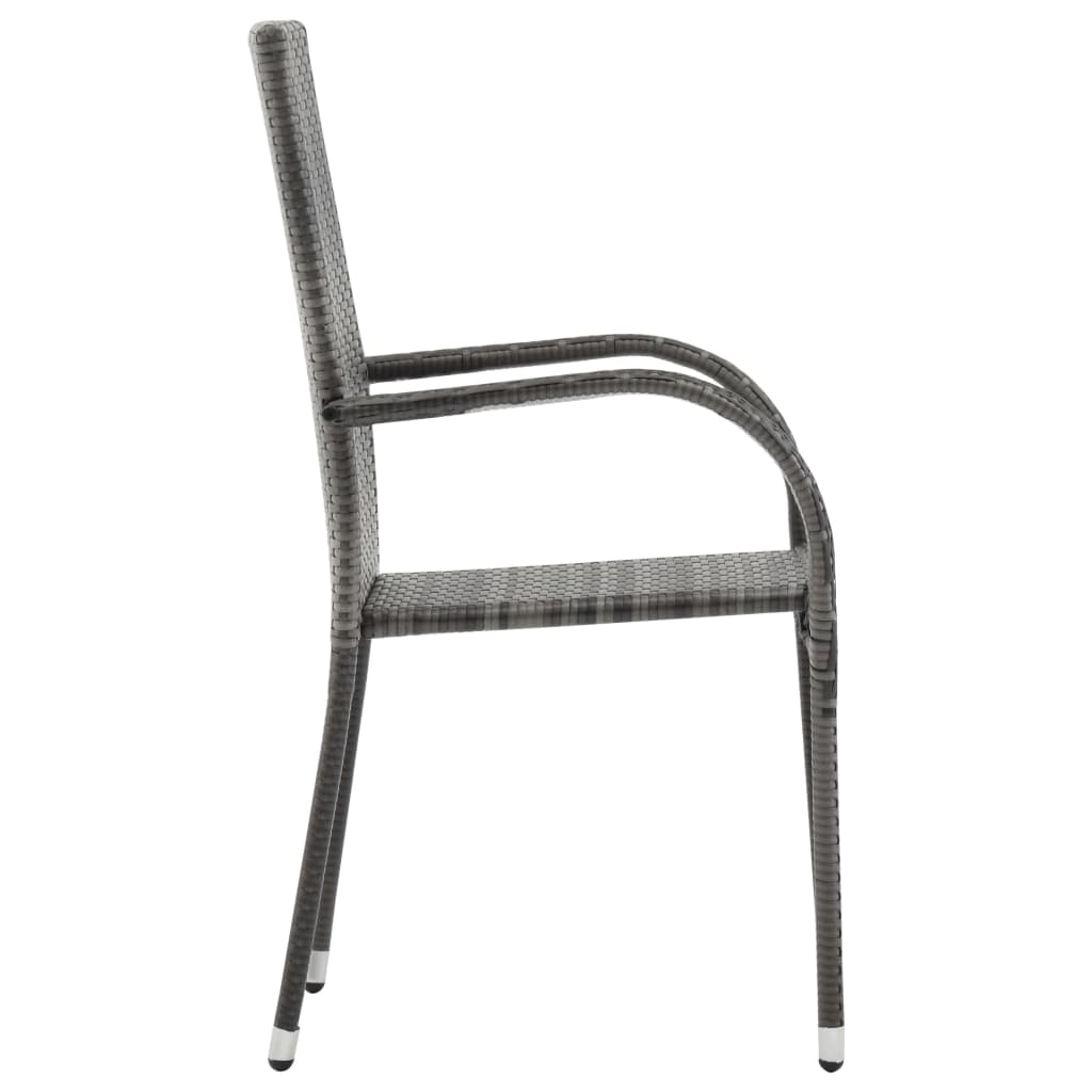 Chaises empilables d'extérieur lot de 2 Gris Résine tressée