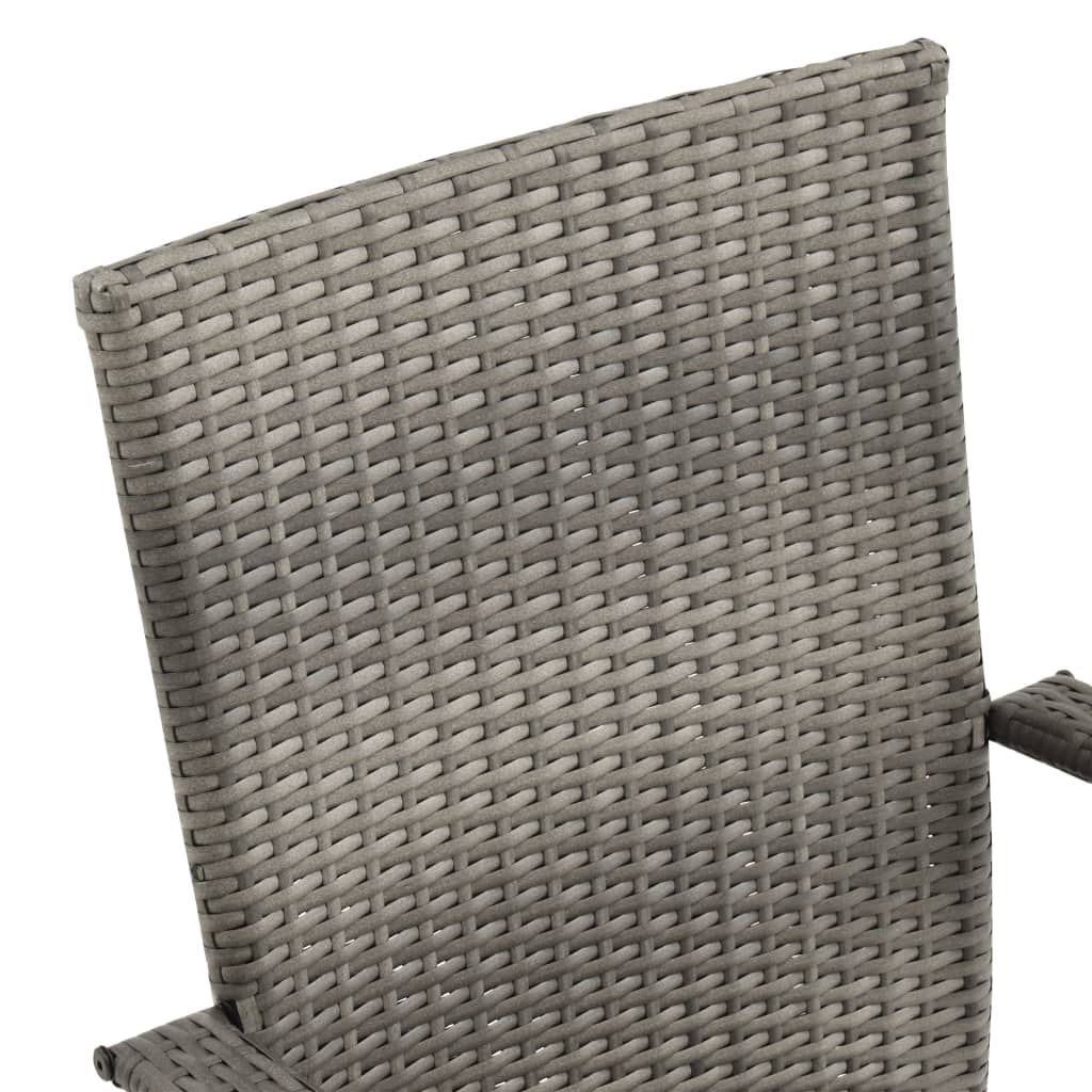 Chaises empilables d'extérieur lot de 2 Gris Résine tressée