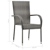 Chaises empilables d'extérieur lot de 2 Gris Résine tressée