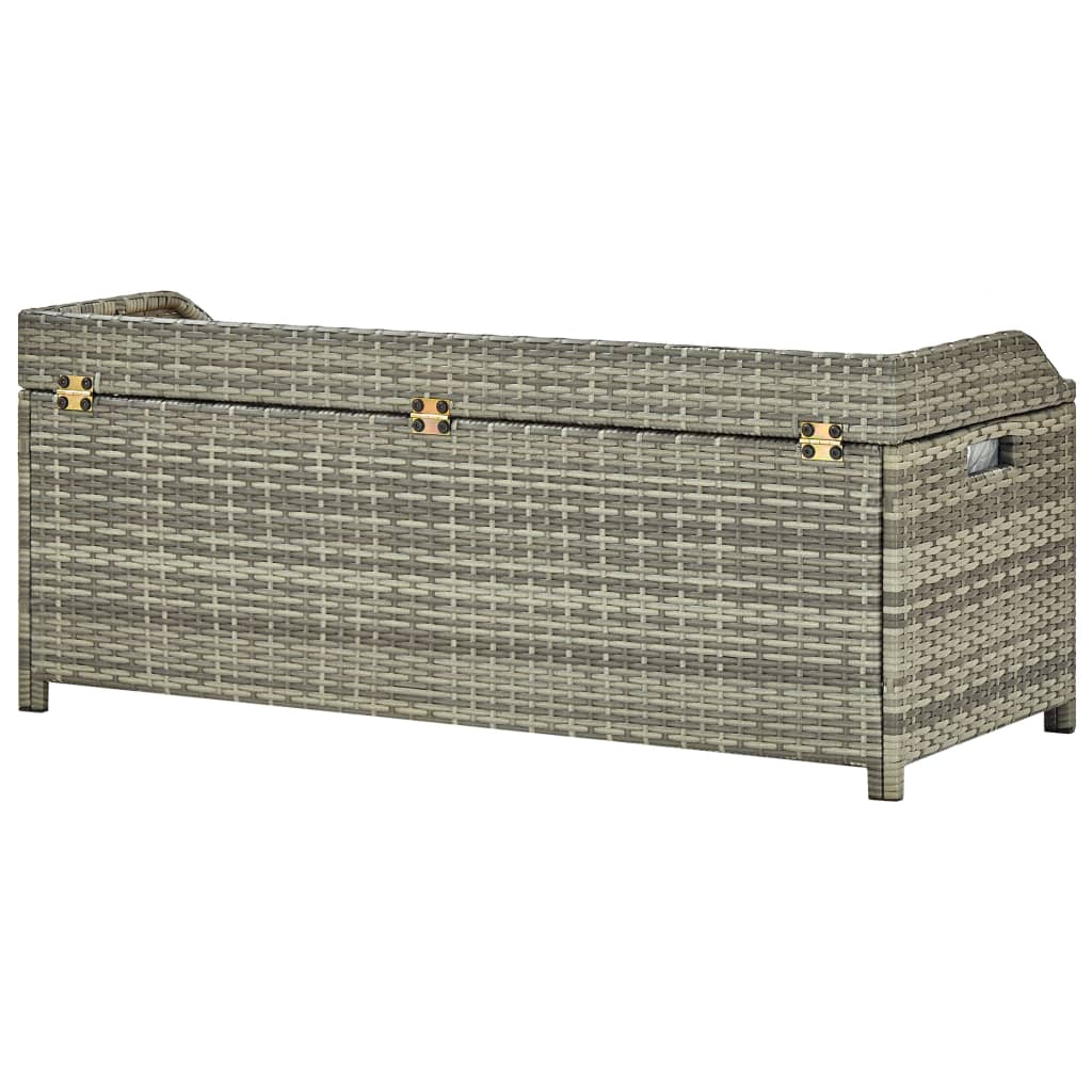 Banc de rangement de jardin 120 cm Résine tressée Gris